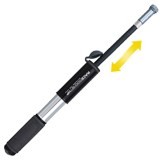 Extending flexible hose takes stress off valve stem while inflating tire