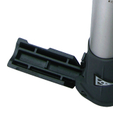 Fold-out foot pad holds pump steady for better leverage