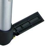 Fold-out foot pad holds pump steady for better leverage 